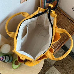 Cotton Canvas Tote Shoulder Messenger Bag with Pockets
