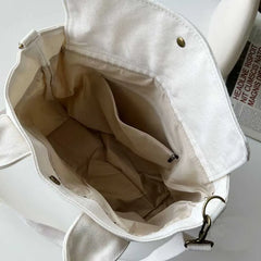 Shoulder Bag Letter Print Stripe Large Capacity Tote Canvas Female Handbag