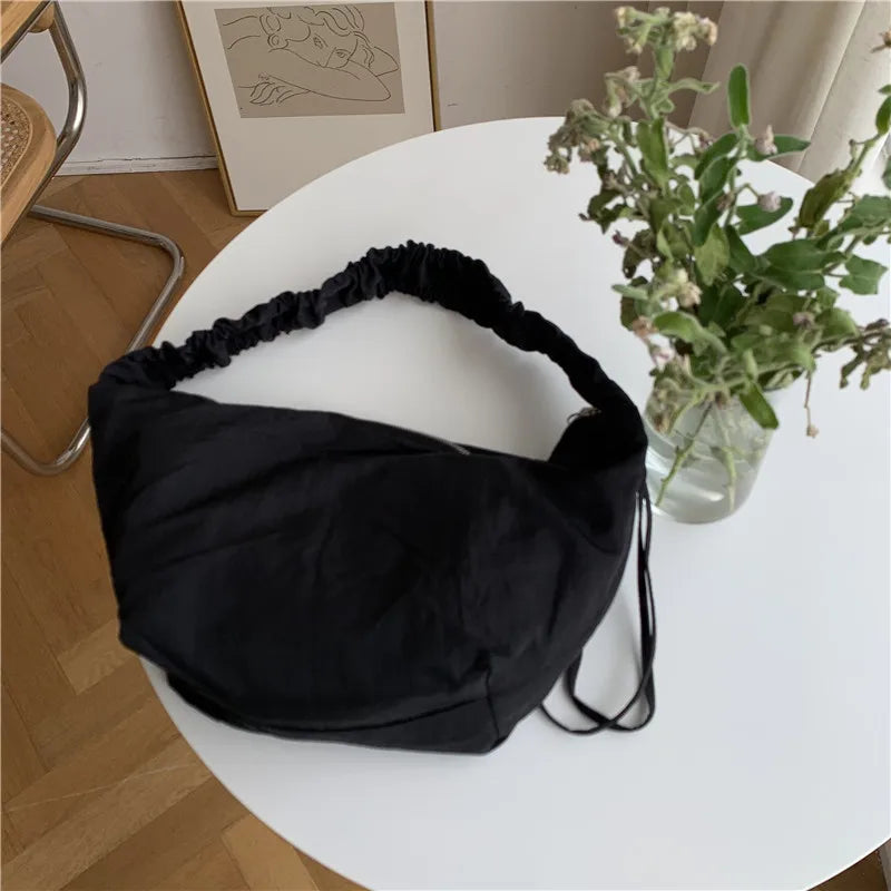 Women's Nylon Shoulder Bag Large Dumpling Handbag with Zipper