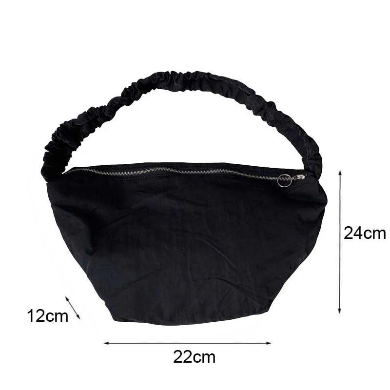 Women's Nylon Shoulder Bag Large Dumpling Handbag with Zipper