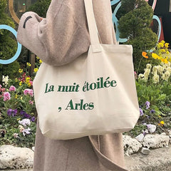 Casual Shoulder Bag Large Capacity Letter Printed Handbag Woman's Canvas Tote