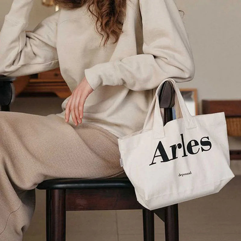 Casual Shoulder Bag Large Capacity Letter Printed Handbag Woman's Canvas Tote