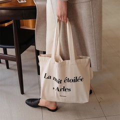 Casual Shoulder Bag Large Capacity Letter Printed Handbag Woman's Canvas Tote
