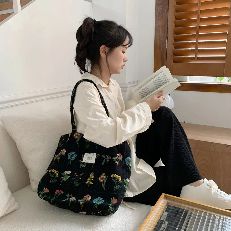 Vintage Flower Cloth Shoulder Bag for Women