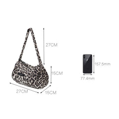 Leopard Print Tote Bag Suede Handbag Travel Shoulder Bags