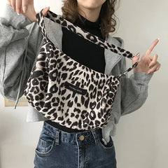 Leopard Print Tote Bag Suede Handbag Travel Shoulder Bags