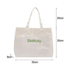 Women Canvas Shoulder Bag Transparent PVC Handbag Waterproof