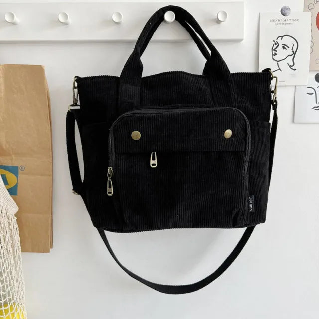Hylhexyr Corduroy Shoulder Tote Handbag
