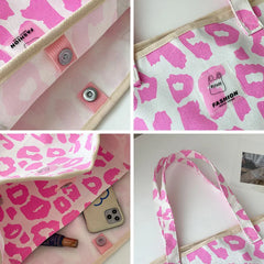 Women's Canvas Shoulder Shopper Bag Retro Large Purse Hobo Leopard Handbag