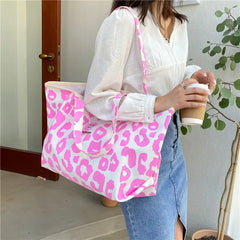 Women's Canvas Shoulder Shopper Bag Retro Large Purse Hobo Leopard Handbag