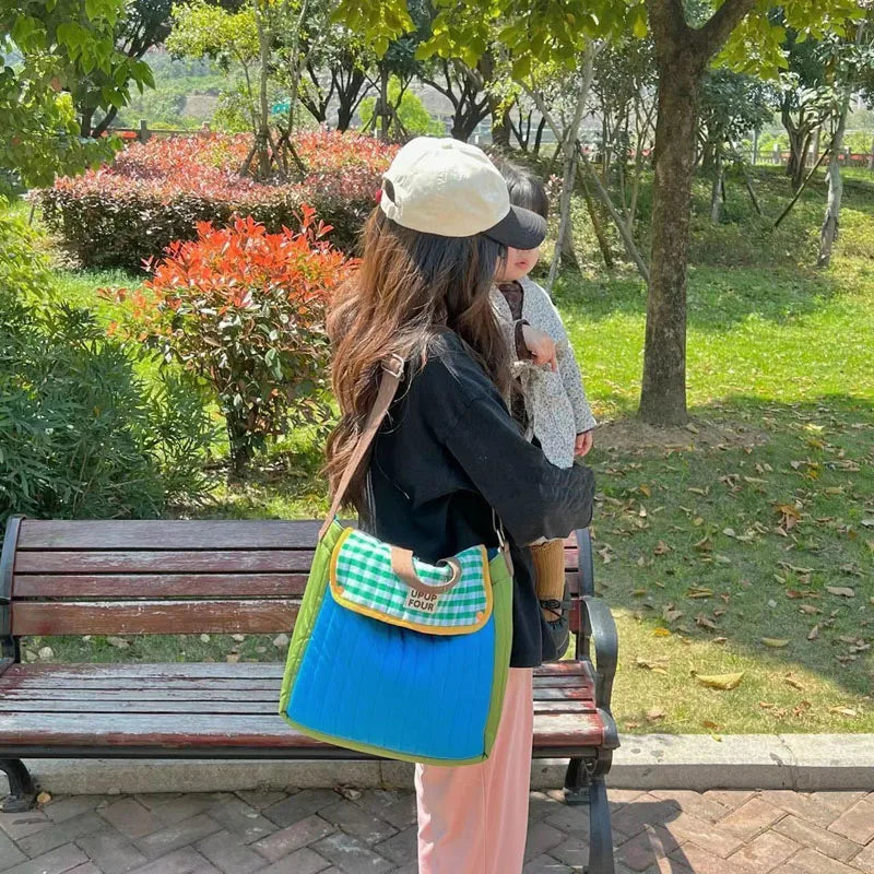 Quilted Cotton Diaper Organizer Shoulder Bag