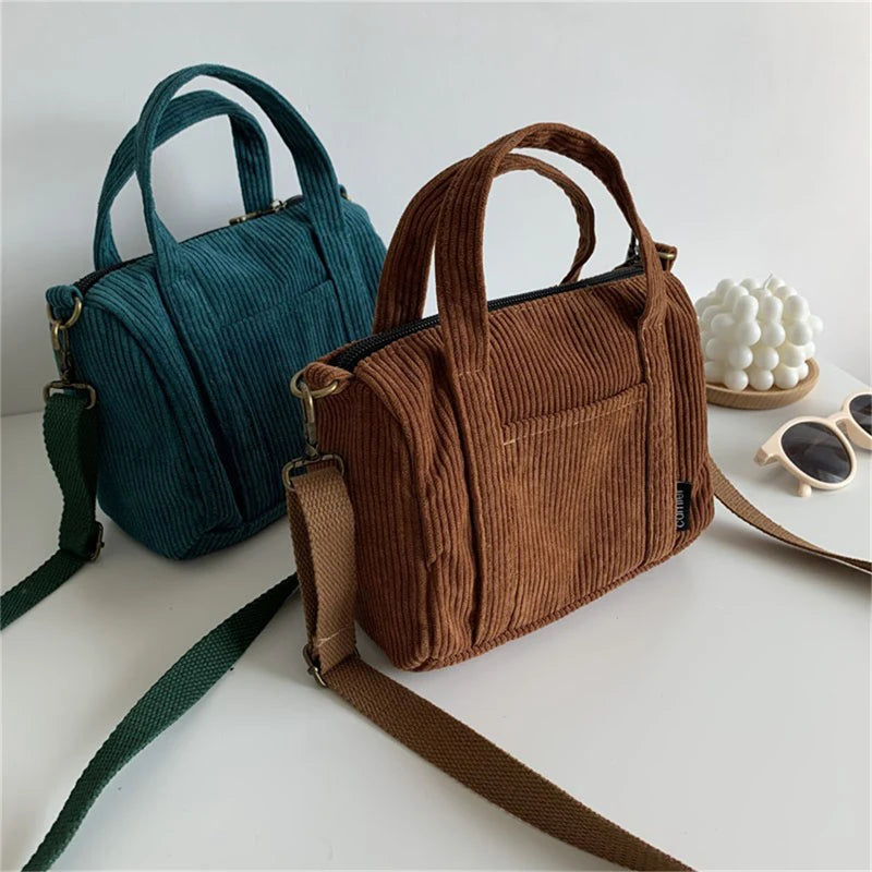 Hylhexyr Women's Corduroy Shoulder Bag Canvas Handbag Totes Casual Purse