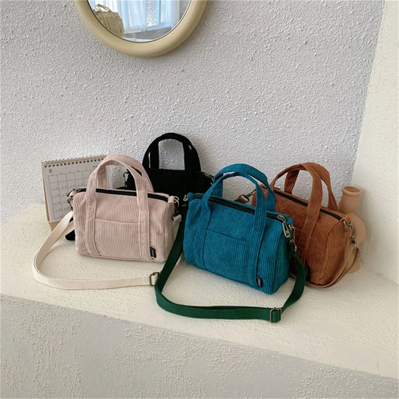 Hylhexyr Women's Corduroy Shoulder Bag Canvas Handbag Totes Casual Purse