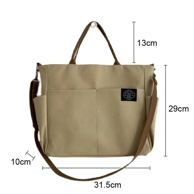 Women's Retro Large Canvas Shoulder Bag Crossbody Handbag Zipper