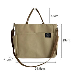 Women's Retro Large Canvas Shoulder Bag Crossbody Handbag Zipper