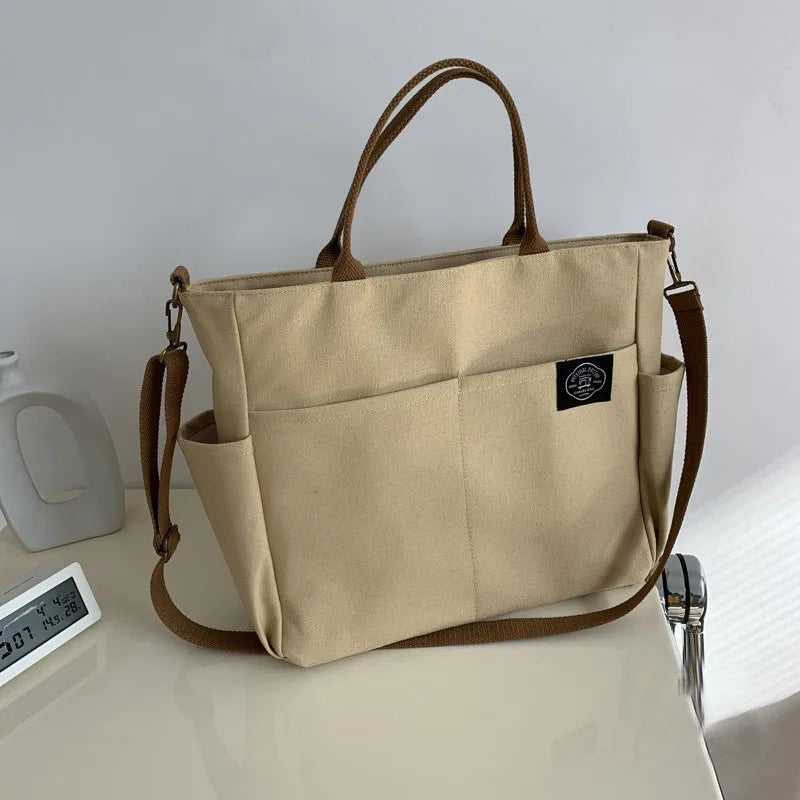 Women's Retro Large Canvas Shoulder Bag Crossbody Handbag Zipper