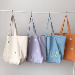 Women's Cotton Canvas Shoulder Bag Casual Tote Bags