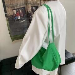 Solid Nylon Shoulder Bag Casual Tote Female Handbag With Zipper