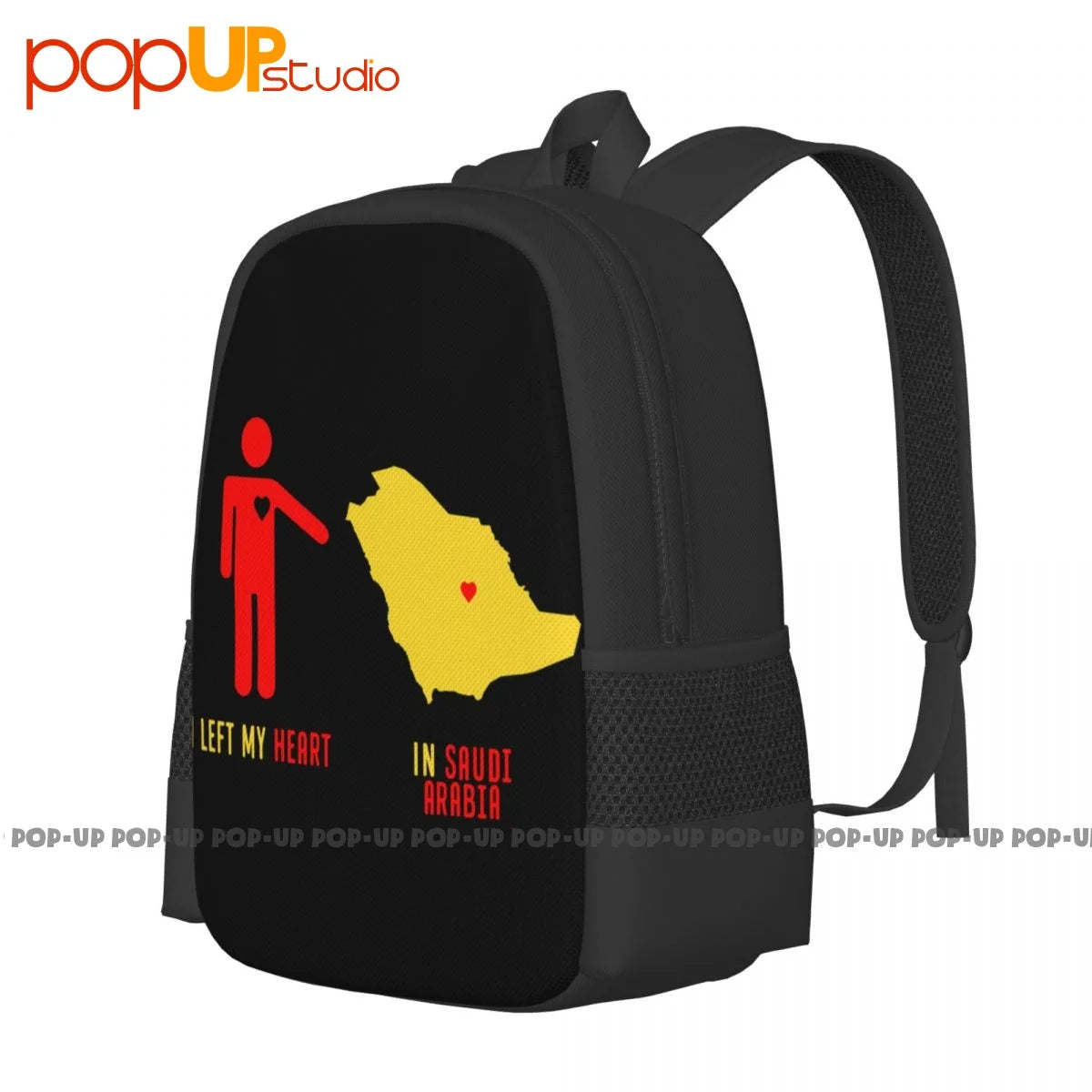 Heart In Saudi Arabia Map Backpack Large Capacity Swimming School Sport Bag