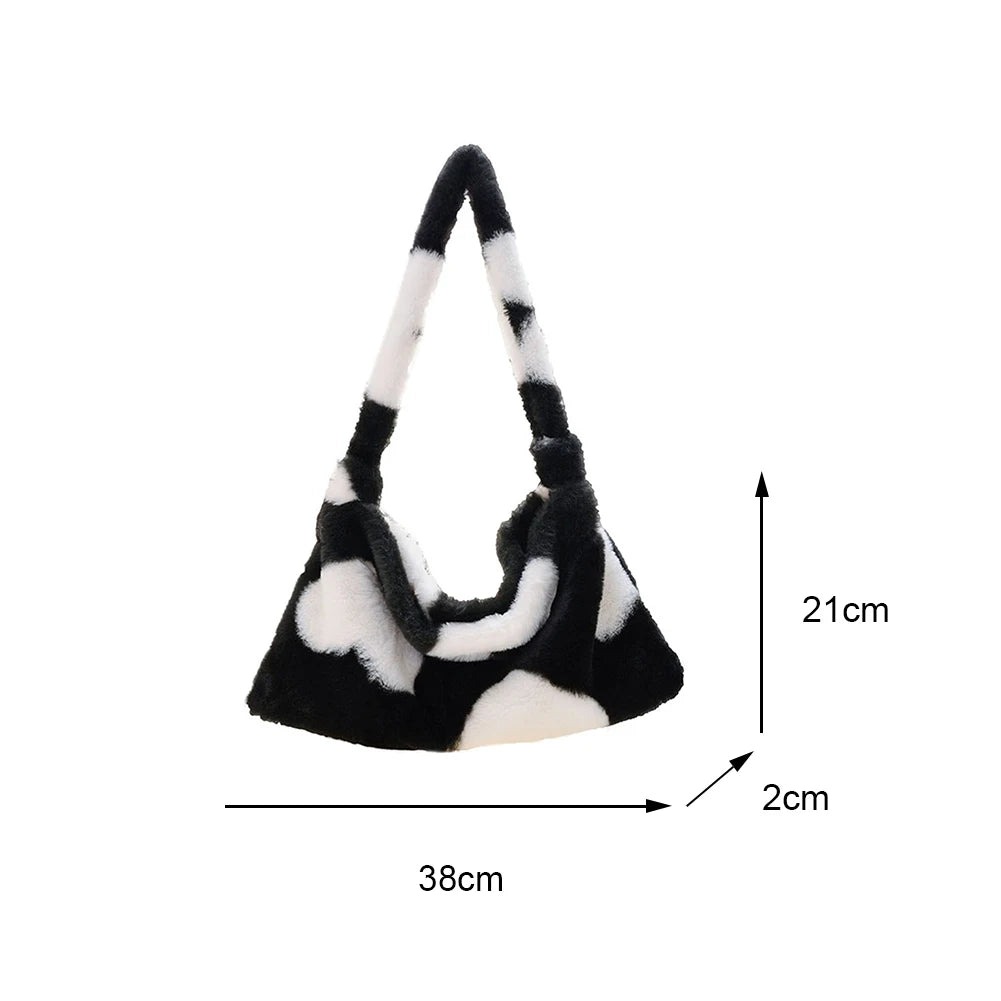 Women Flower Pattern Shoulder Bags Cow Print Bucket Bags Love Heart Handbag