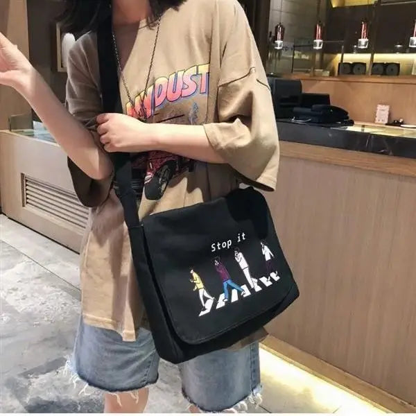 INS Canvas Crossbody Bag Harajuku Messenger Japanese Handbag