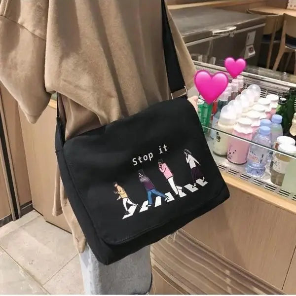 INS Canvas Crossbody Bag Harajuku Messenger Japanese Handbag
