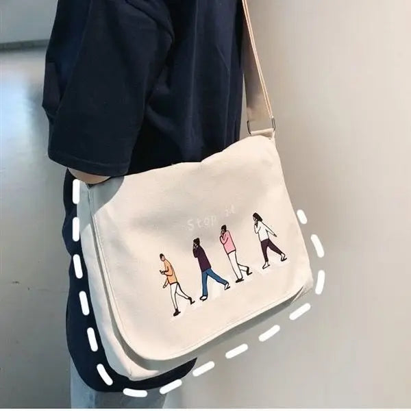 INS Canvas Crossbody Bag Harajuku Messenger Japanese Handbag