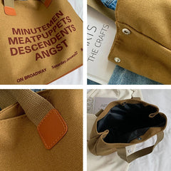 Niche Canvas Bag for Women Letter Hit Shoulder Bag Female Large Capacity