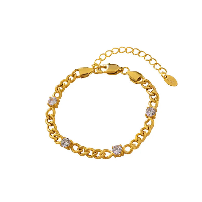 Stainless Steel Cuban Chain Bracelet For Women