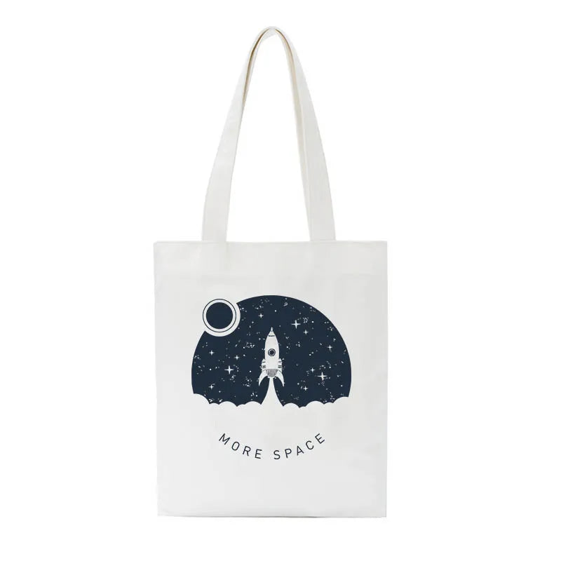Vintage Sweet Women Harajuku Letter Cartoon Print Canvas Shoulder Bag