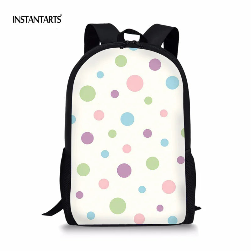 Art Dot Pattern Printed School Bag Girl Shoulder Bookbags