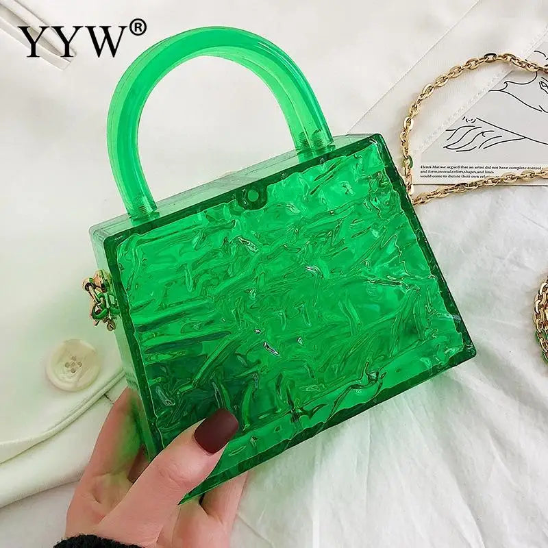 Ice Crack Transparent Lipstick Bags Chain Jelly Women'S Shoulder Bag