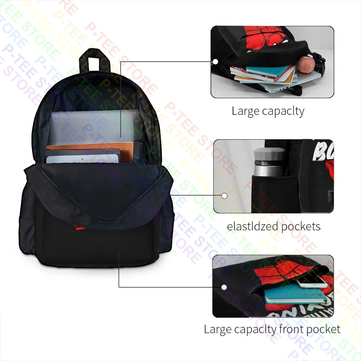 Boxing Graphic Large Capacity Backpack Gym Tote Bag