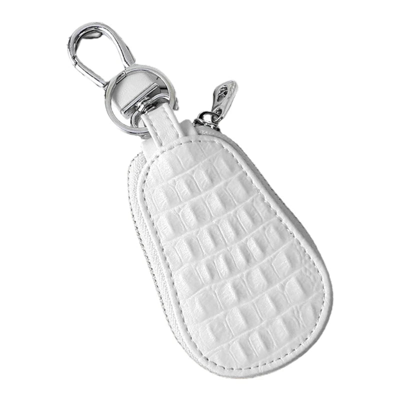 Leather Car Key Case Holder Cover Crocodile Grain Mini Bag Keychain Wallet Pouch
