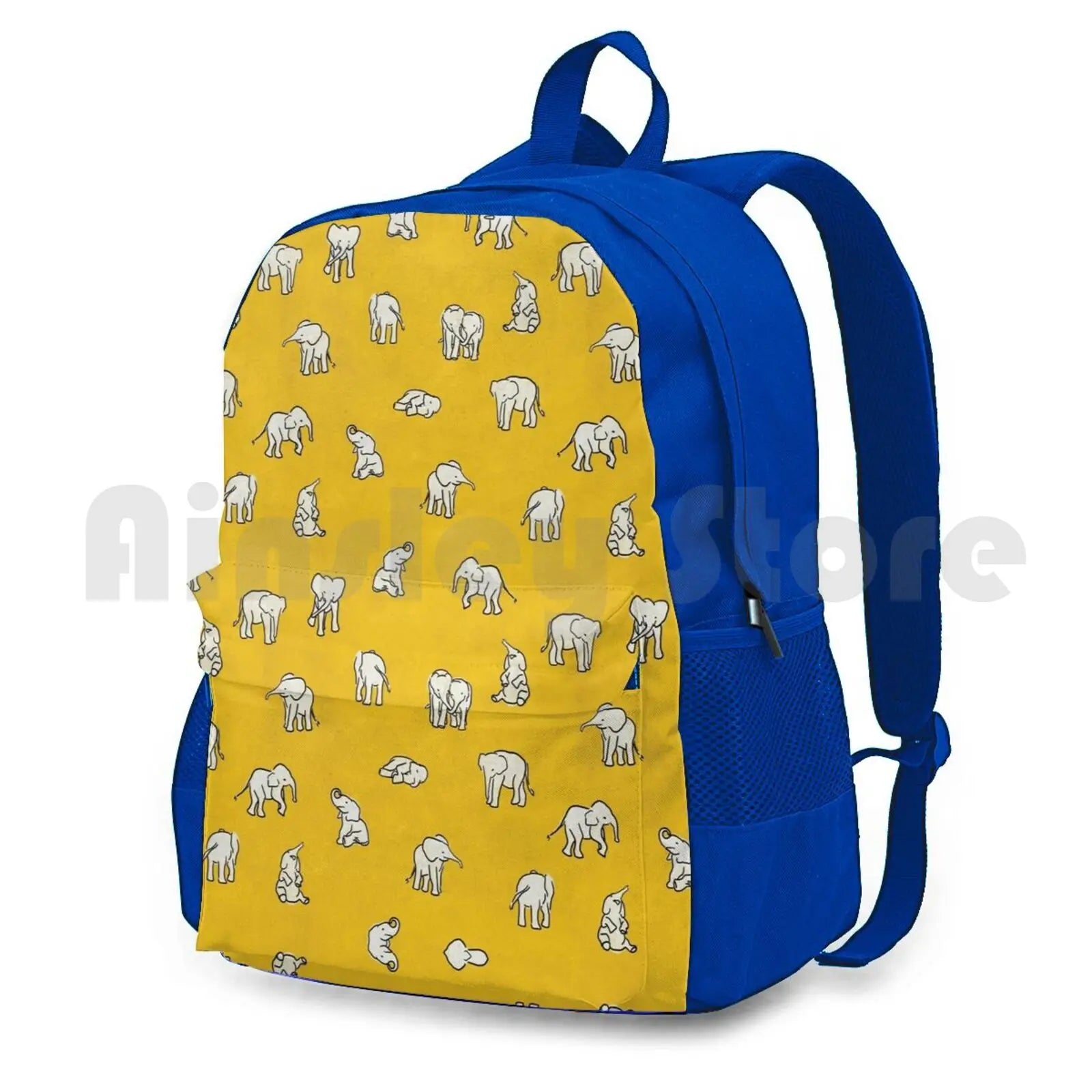 Indian Baby Elephants Yellow Pattern Outdoor Hiking Backpack