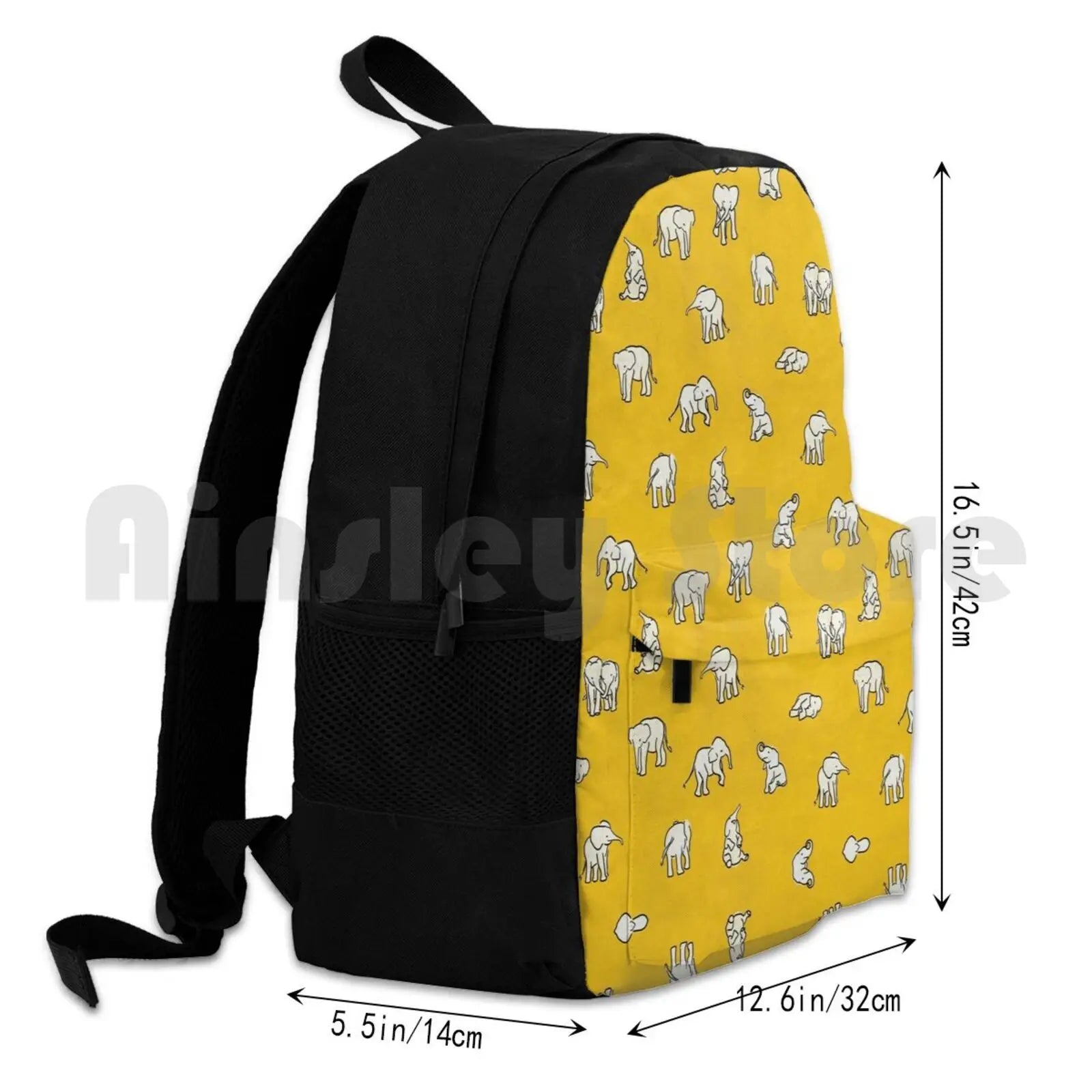 Indian Baby Elephants Yellow Pattern Outdoor Hiking Backpack