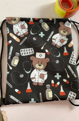 Long Hair Retro Oil Painting Drawstring Bag for Travel