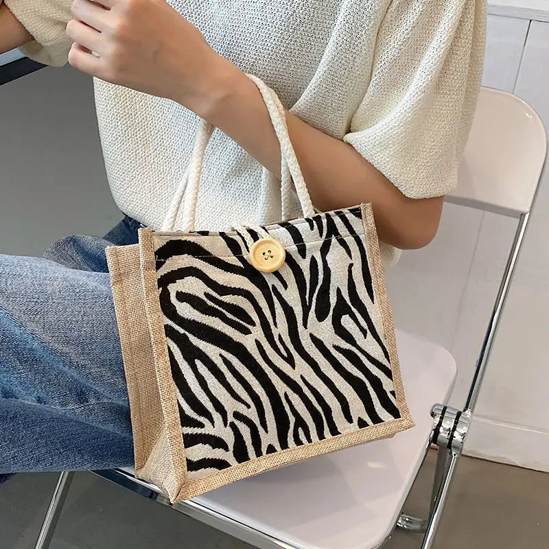 Ins Lunch Bags for Women Houndstooth Small Lunch Bag Food Storage Tote Bag