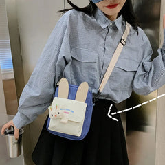 Small Square Bag Vertical Canvas Women Little Shoulder Bag Handbag Purse