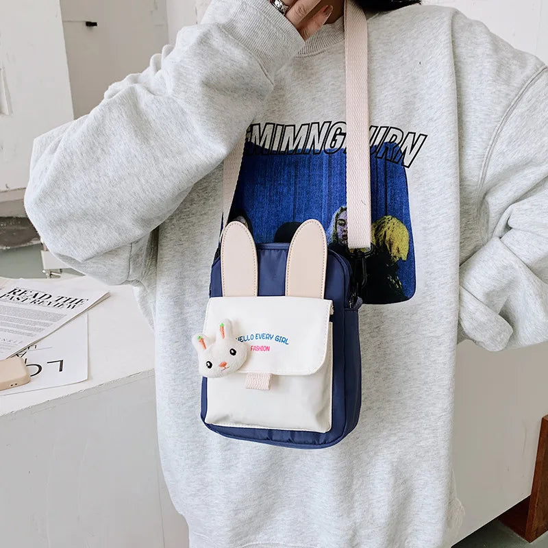Small Square Bag Vertical Canvas Women Little Shoulder Bag Handbag Purse