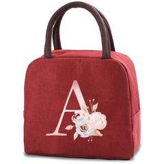 Insulated Bento Lunch Box Thermal Bag Food Storage Bags Pink Flower Letter Print