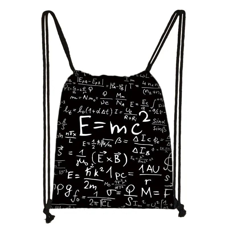 Math Physics Formula Drawstring Bag Softback Backpack