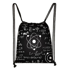 Math Physics Formula Drawstring Bag Softback Backpack