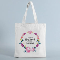 Teacher Canvas Shopping Bag - Big Heart, Little Mind