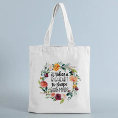 Teacher Canvas Shopping Bag - Big Heart, Little Mind