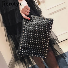 Punk Rock Style Rivet Envelope Bag for Women, Evening Clutch Shoulder Bag