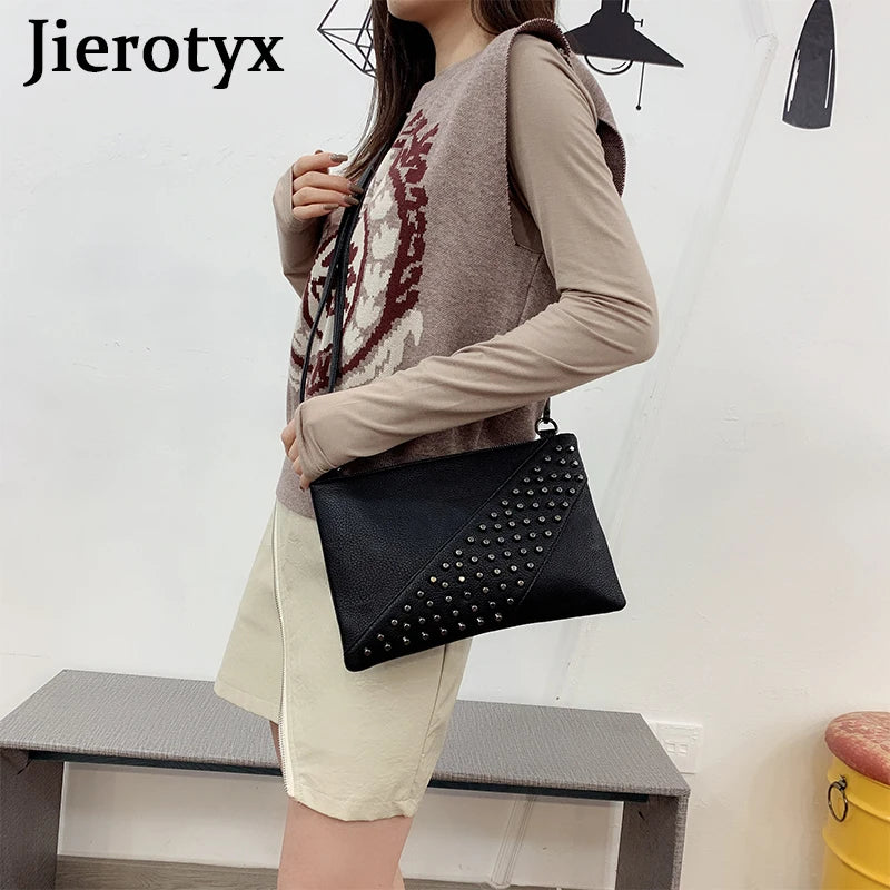 Skull Embossed Shoulder Bag Envelop Clutch Bag