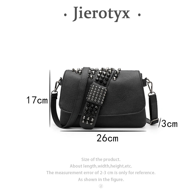 JIETOTYX Rivet Messenger Bags Women Skull Punk Bag Vintage Gothic Shoulder Bag