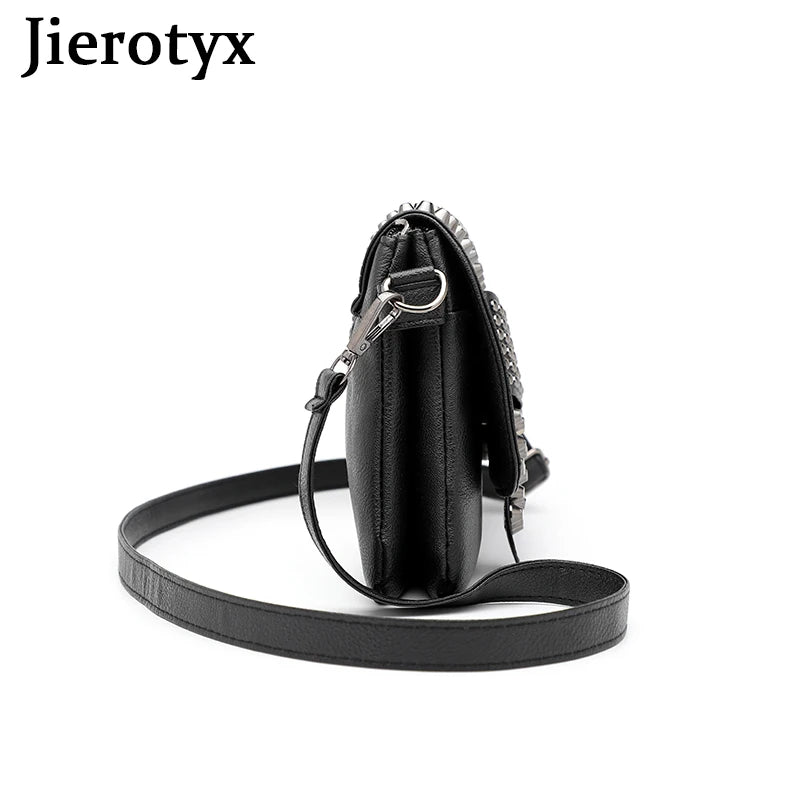 JIETOTYX Rivet Messenger Bags Women Skull Punk Bag Vintage Gothic Shoulder Bag