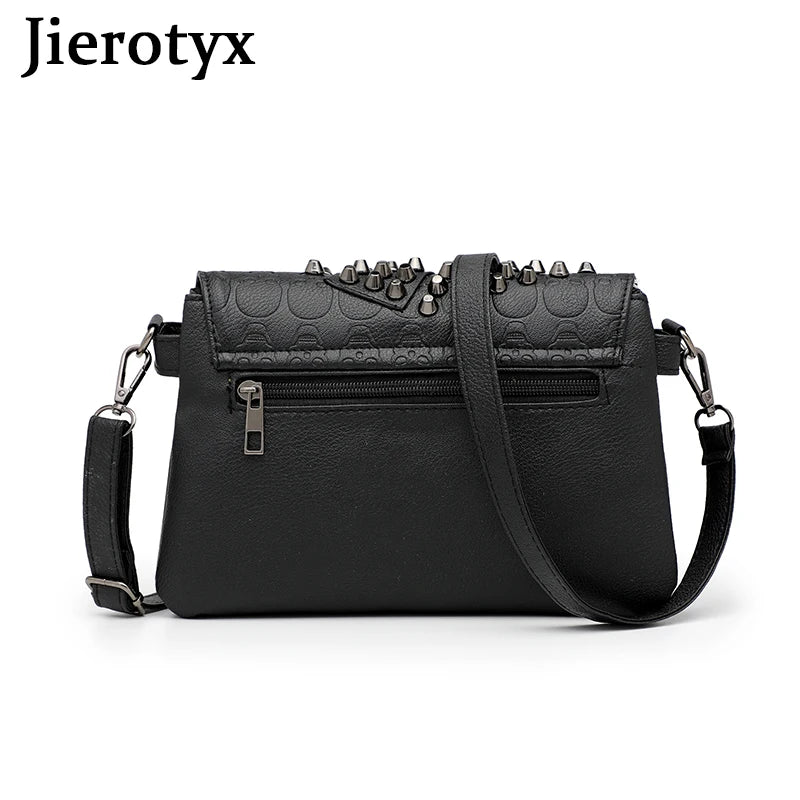 JIETOTYX Rivet Messenger Bags Women Skull Punk Bag Vintage Gothic Shoulder Bag